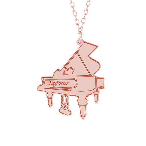 Glorria 925k Sterling Silver Personalized Name Piano Silver Necklace Glorria 925k Sterling Silver Personalized Name Piano Silver Necklace