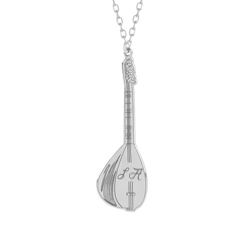 Glorria 925k Sterling Silver Personalized Letter Bağlama Silver Necklace Glorria 925k Sterling Silver Personalized Letter Bağlama Silver Necklace