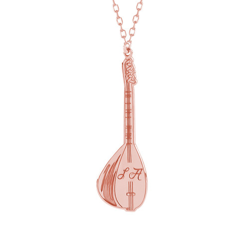 Glorria 925k Sterling Silver Personalized Letter Bağlama Silver Necklace Glorria 925k Sterling Silver Personalized Letter Bağlama Silver Necklace