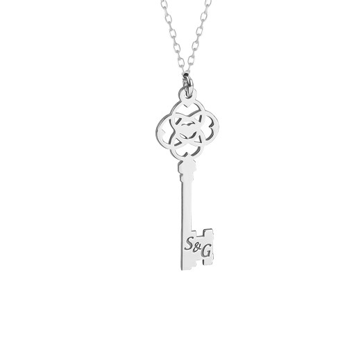 Glorria 925k Sterling Silver Personalized Letter Key Silver Necklace Glorria 925k Sterling Silver Personalized Letter Key Silver Necklace