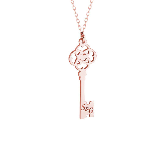Glorria 925k Sterling Silver Personalized Letter Key Silver Necklace Glorria 925k Sterling Silver Personalized Letter Key Silver Necklace