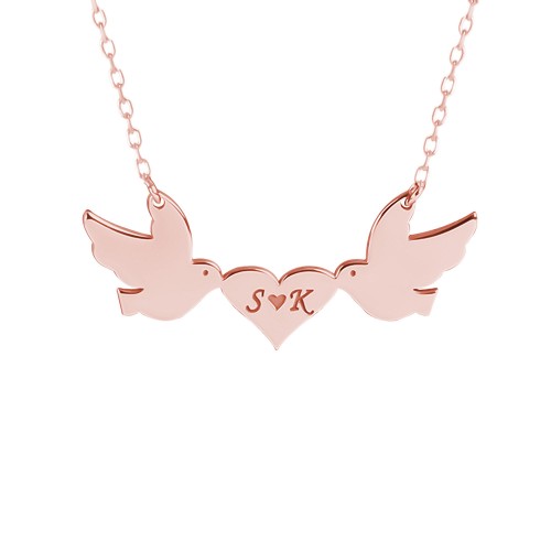 Glorria 925k Sterling Silver Personalized Letter Pigeon Silver Necklace Glorria 925k Sterling Silver Personalized Letter Pigeon Silver Necklace