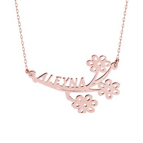 Glorria 925k Sterling Silver Personalized Name Flower Silver Necklace Glorria 925k Sterling Silver Personalized Name Flower Silver Necklace