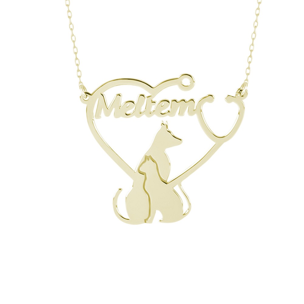 Glorria 925k Sterling Silver Personalized Name Cat-Dog Silver Necklace