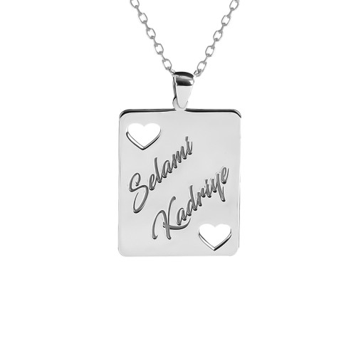Glorria 925k Sterling Silver Personalized Name Heart Silver Necklace Glorria 925k Sterling Silver Personalized Name Heart Silver Necklace