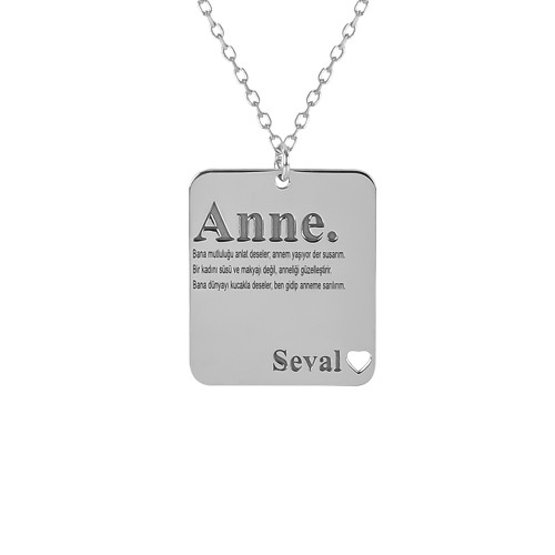 Glorria 925k Sterling Silver Personalized Name Mother Themed Silver Necklace Glorria 925k Sterling Silver Personalized Name Mother Themed Silver Necklace