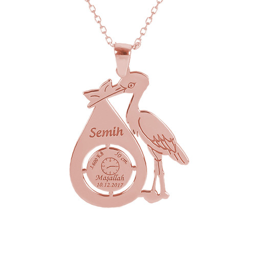 Glorria 925k Sterling Silver Personalized Name Stork Silver Necklace Glorria 925k Sterling Silver Personalized Name Stork Silver Necklace