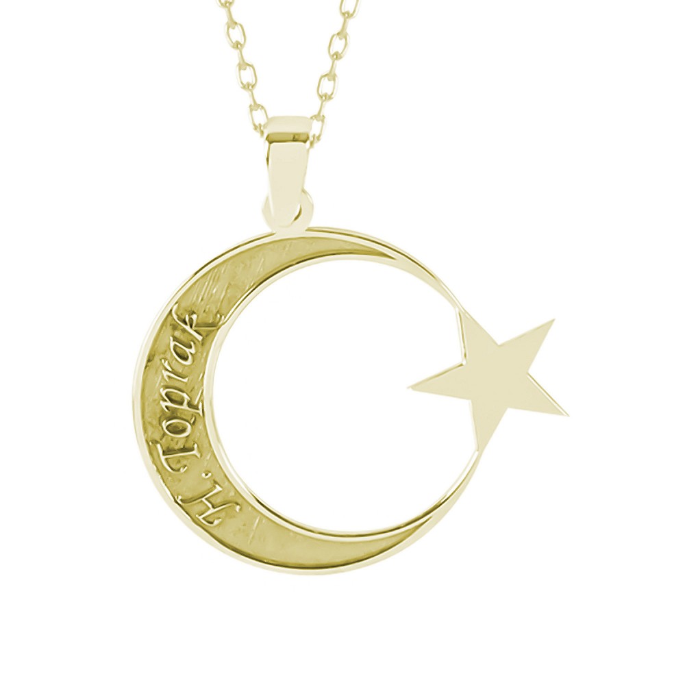 Glorria 925k Sterling Silver Personalized Name Star and Crescent Silver Necklace