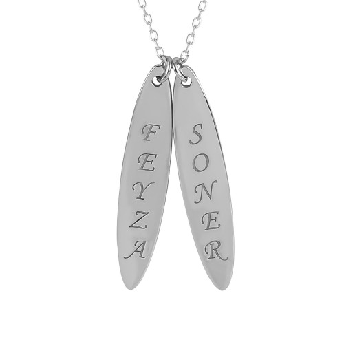 Glorria 925k Sterling Silver Personalized 2 Name Silver Necklace Glorria 925k Sterling Silver Personalized 2 Name Silver Necklace