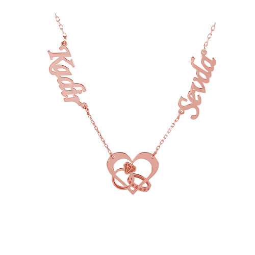 Glorria 925k Sterling Silver Personalized Name Heart Wedding Ring Silver Necklace Glorria 925k Sterling Silver Personalized Name Heart Wedding Ring Silver Necklace