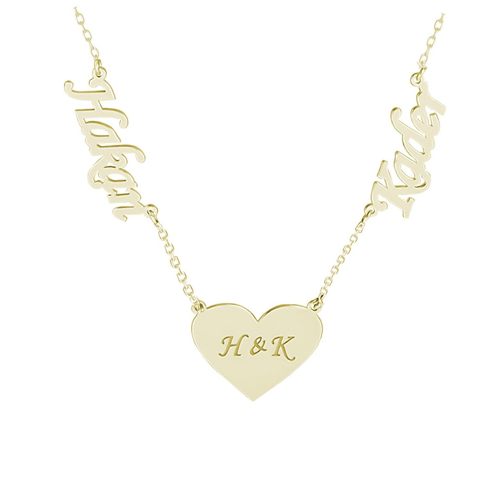 Glorria 925k Sterling Silver Personalized Name ve Letter Heart Silver Necklace