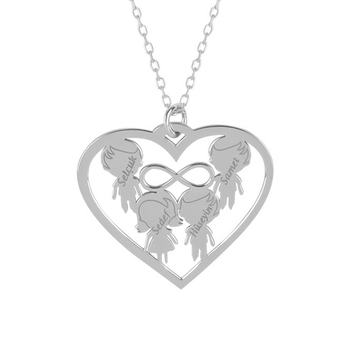 Glorria 925k Sterling Silver Personalized Name Family Silver Necklace Glorria 925k Sterling Silver Personalized Name Family Silver Necklace