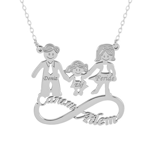Glorria 925k Sterling Silver Personalized Name Family Silver Necklace Glorria 925k Sterling Silver Personalized Name Family Silver Necklace