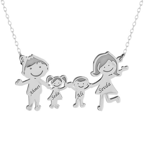 Glorria 925k Sterling Silver Personalized Name Family Silver Necklace Glorria 925k Sterling Silver Personalized Name Family Silver Necklace