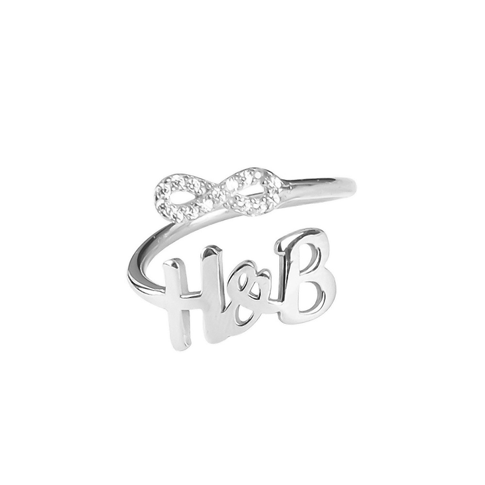 Glorria 925k Sterling Silver Personalized Letter Infinity Silver