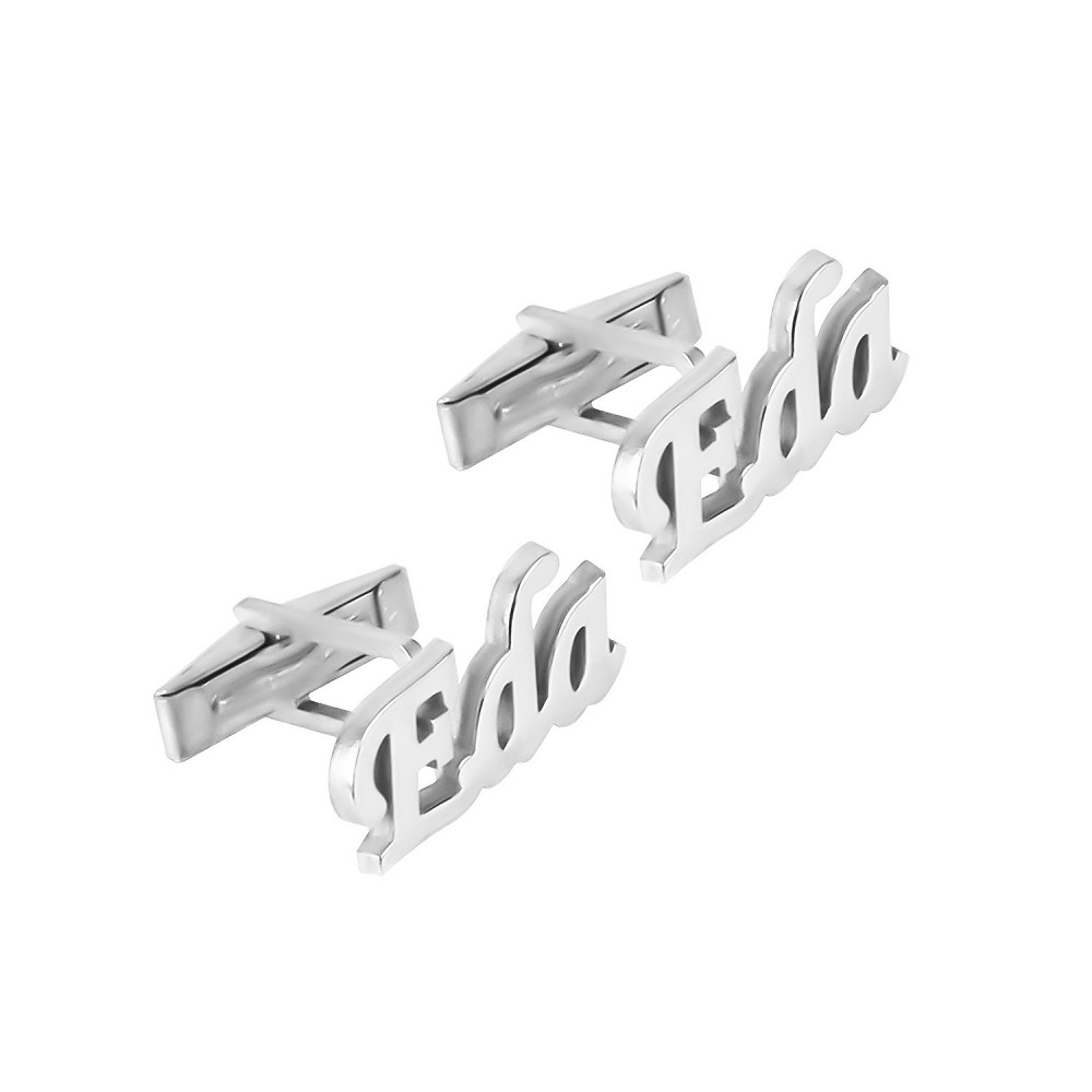 Glorria 925k Sterling Silver Personalized Name Silver Erkek Cufflink