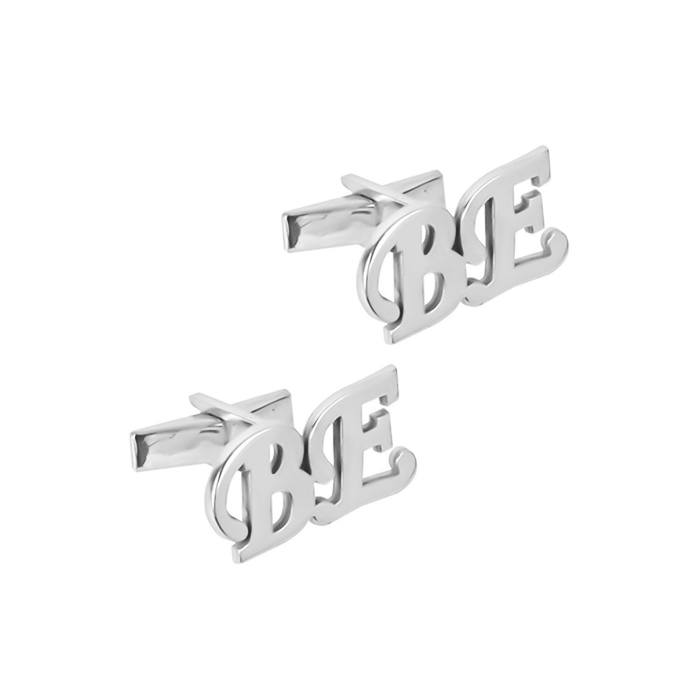 Glorria 925k Sterling Silver Personalized Letter Silver Erkek Cufflink