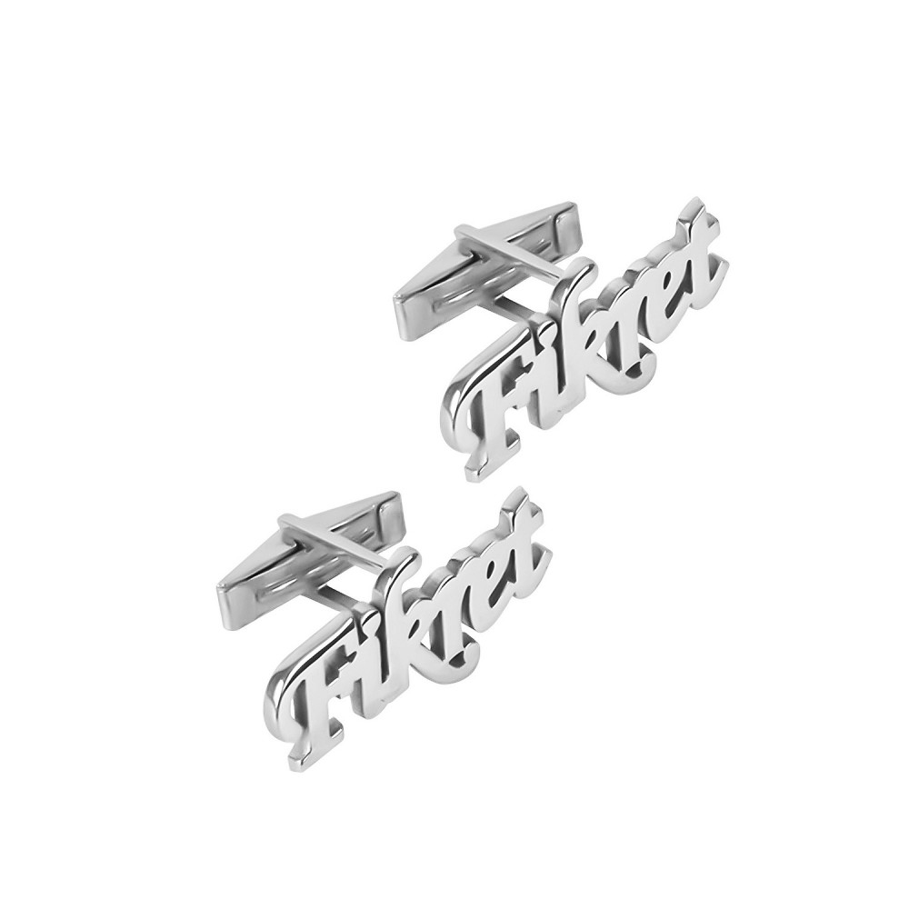 Glorria 925k Sterling Silver Personalized Name Silver Erkek Cufflink