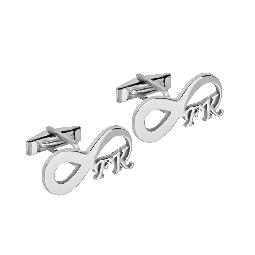 Glorria 925k Sterling Silver Personalized Letter Infinity Silver Erkek Cufflink