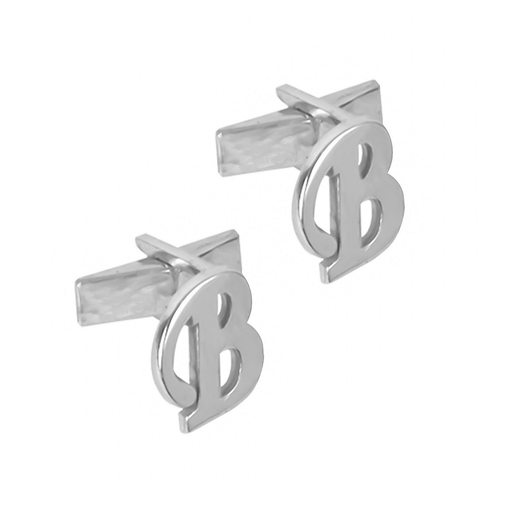 Glorria 925k Sterling Silver Personalized Letter Silver Erkek Cufflink