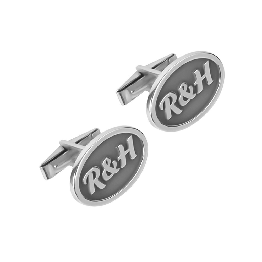 Glorria 925k Sterling Silver Personalized Letter Silver Erkek Cufflink