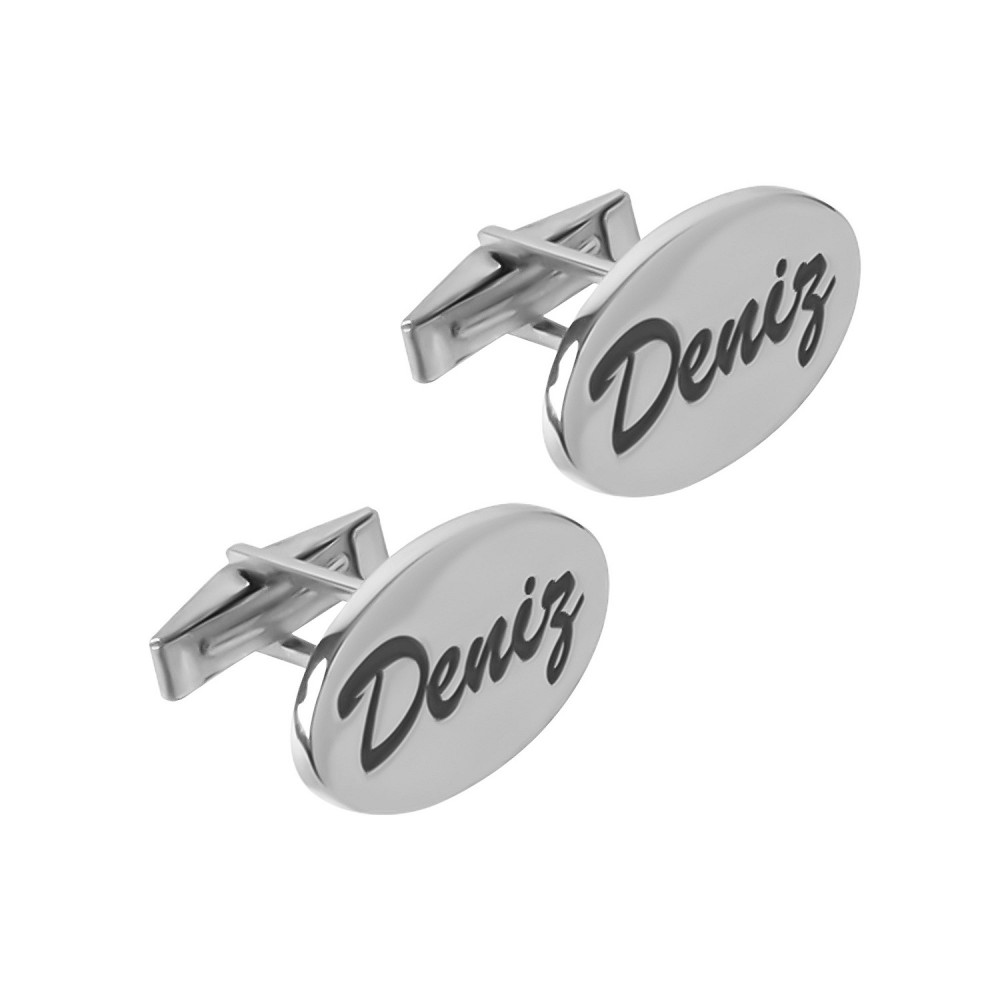 Glorria 925k Sterling Silver Personalized Name Silver Erkek Cufflink