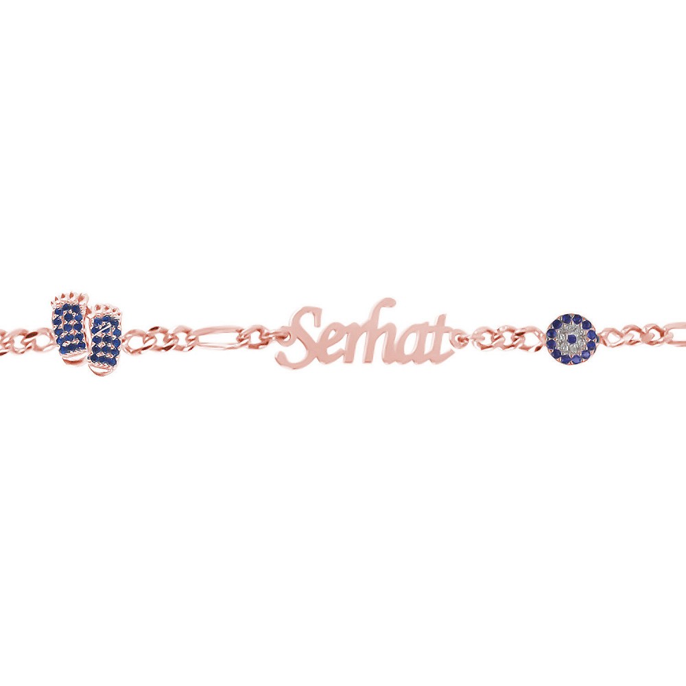 Glorria 925k Sterling Silver Personalized Name Evil Eye Silver Child Bracelet Glorria 925k Sterling Silver Personalized Name Evil Eye Silver Child Bracelet