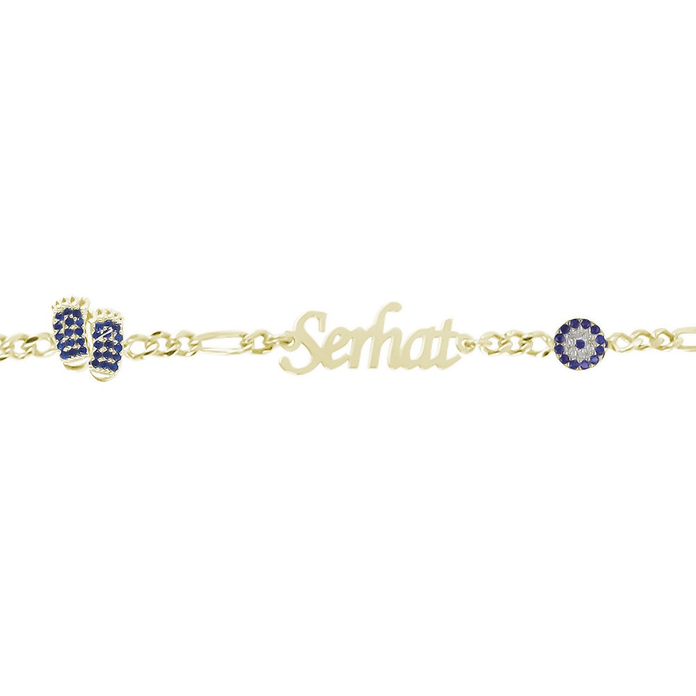 Glorria 925k Sterling Silver Personalized Name Evil Eye Silver Child Bracelet Glorria 925k Sterling Silver Personalized Name Evil Eye Silver Child Bracelet