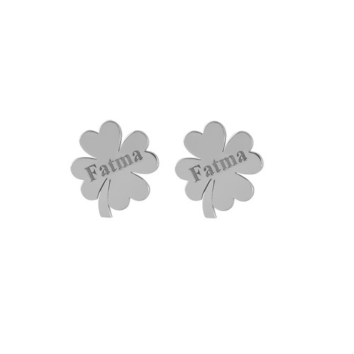 Glorria 925k Sterling Silver Personalized Name Clover Silver Earring Glorria 925k Sterling Silver Personalized Name Clover Silver Earring