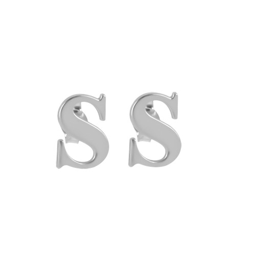 Glorria 925k Sterling Silver Personalized Letter Silver Earring Glorria 925k Sterling Silver Personalized Letter Silver Earring