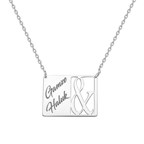 Glorria 925k Sterling Silver Personalized Name Silver Necklace Glorria 925k Sterling Silver Personalized Name Silver Necklace