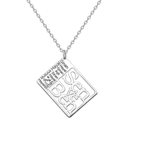 Glorria 925k Sterling Silver Personalized Name You and Me Silver Necklace Glorria 925k Sterling Silver Personalized Name You and Me Silver Necklace