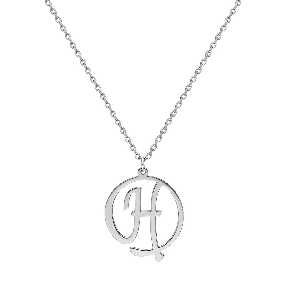 Glorria 925k Sterling Silver Personalized Letter Silver Necklace