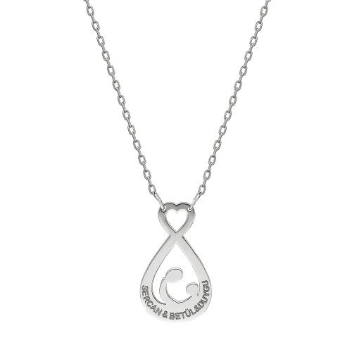 Glorria 925k Sterling Silver Personalized Name Silver Mother Baby Necklace Glorria 925k Sterling Silver Personalized Name Silver Mother Baby Necklace