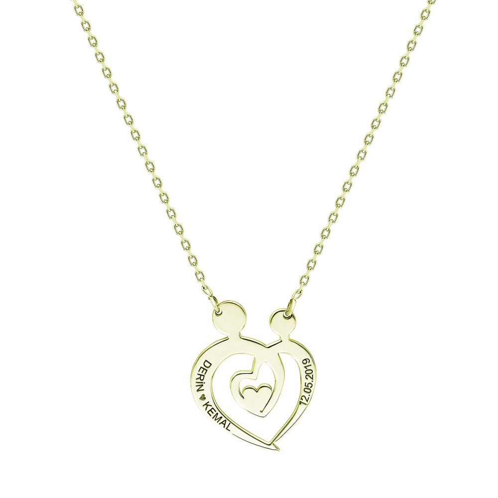 Glorria 925k Sterling Silver Personalized Name Silver Heart Necklace