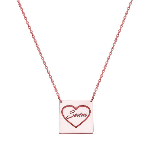 Glorria 925k Sterling Silver Personalized Name Silver Heart Necklace Glorria 925k Sterling Silver Personalized Name Silver Heart Necklace