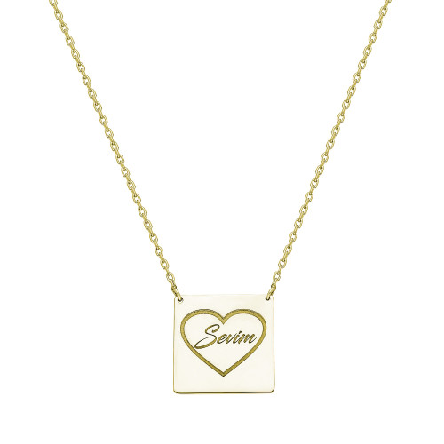 Glorria 925k Sterling Silver Personalized Name Silver Heart Necklace Glorria 925k Sterling Silver Personalized Name Silver Heart Necklace