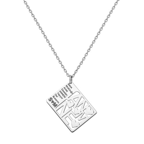 Glorria 925k Sterling Silver Personalized Letter Silver Mother Necklace Glorria 925k Sterling Silver Personalized Letter Silver Mother Necklace