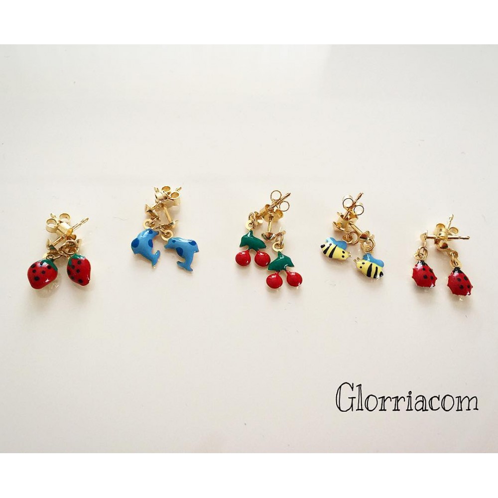 Glorria 14k Solid Gold Ladybug Earring