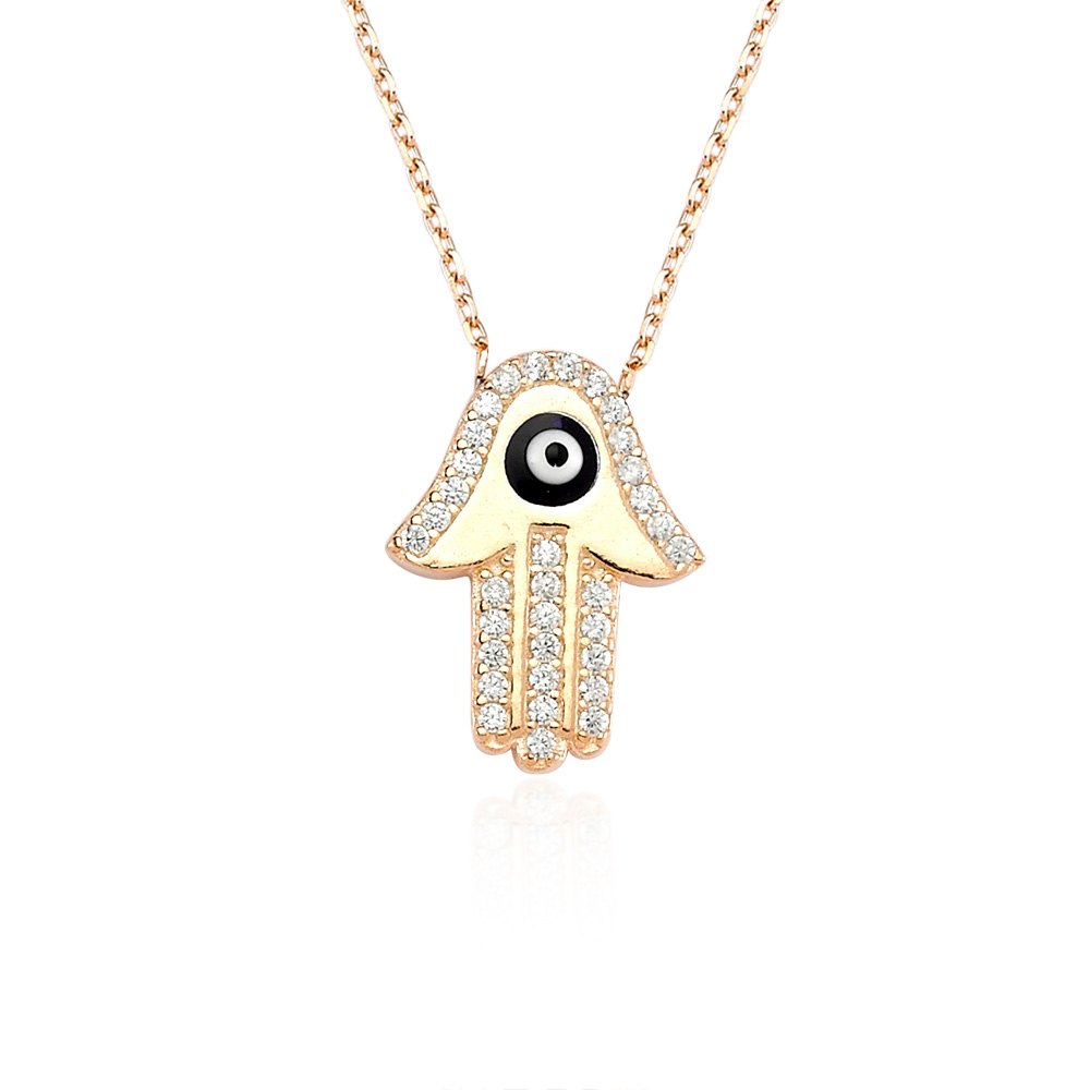 Glorria 925k Sterling Silver Hamsa Necklace