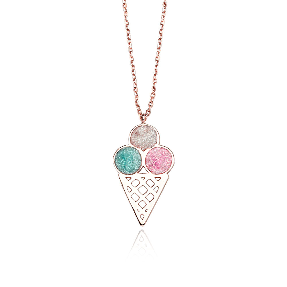 Glorria 925k Sterling Silver Ice Cream Necklace