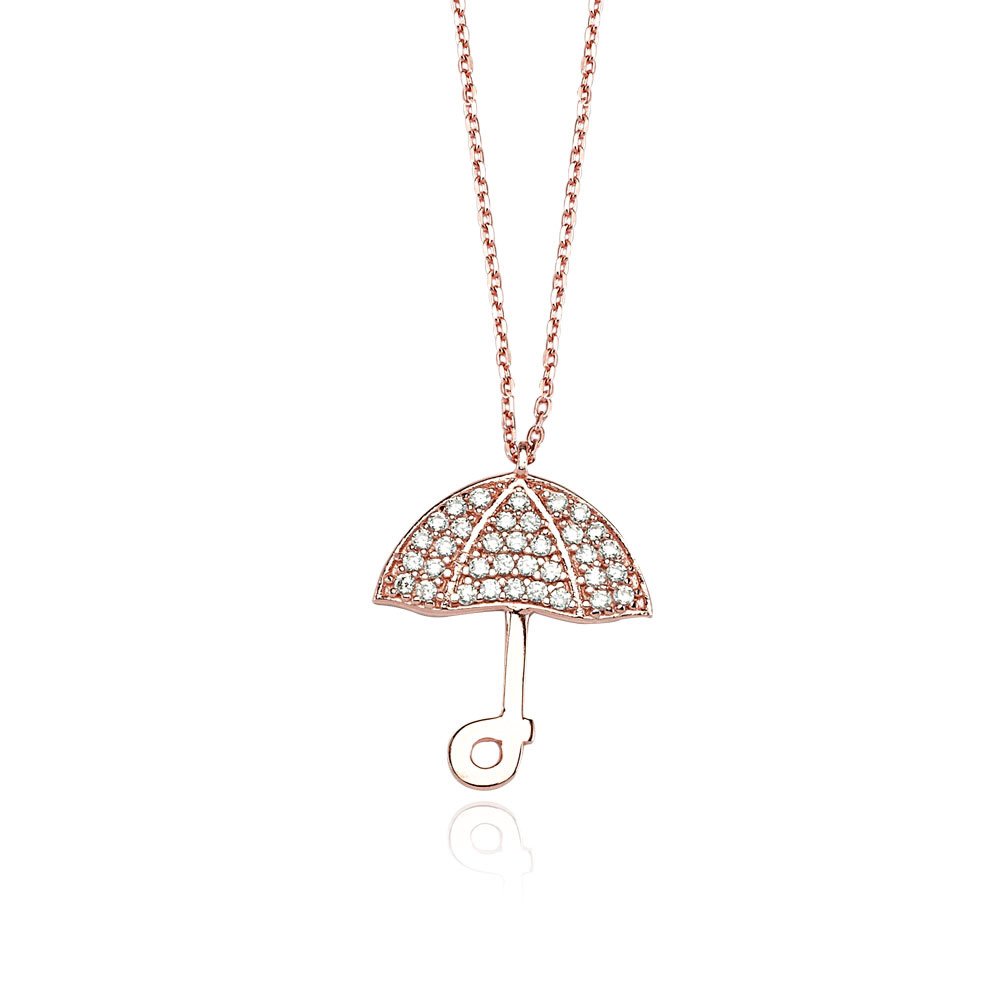 Glorria 925k Sterling Silver Umbrella Necklace