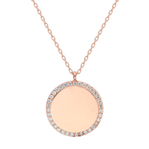 Glorria 925k Sterling Silver Pave Plate Necklace Glorria 925k Sterling Silver Pave Plate Necklace