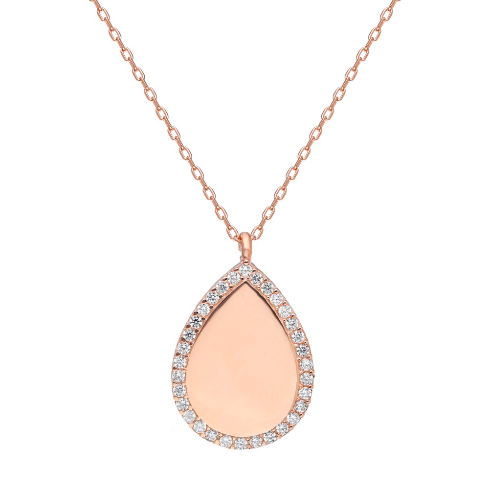 Glorria 925k Sterling Silver Pave Drop Necklace