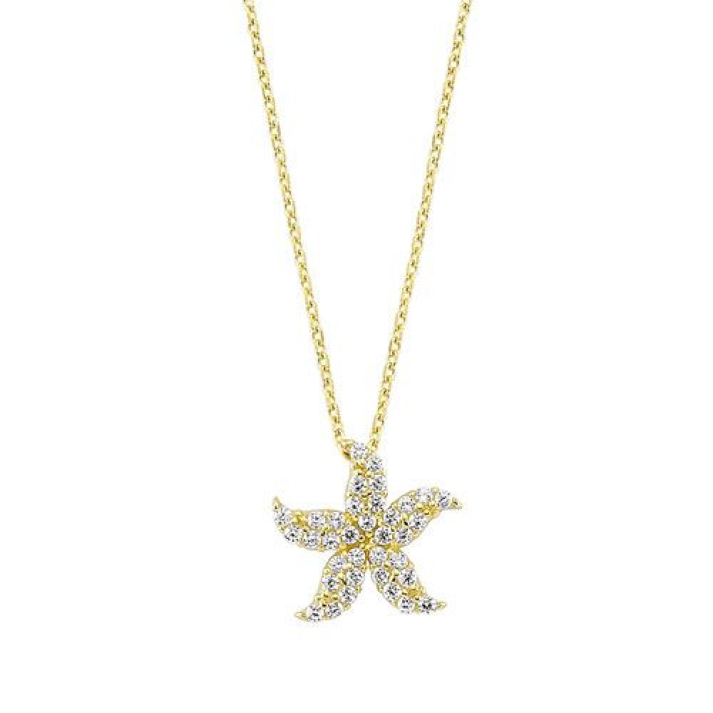Glorria 14k Solid Gold Starfish Chain Necklace