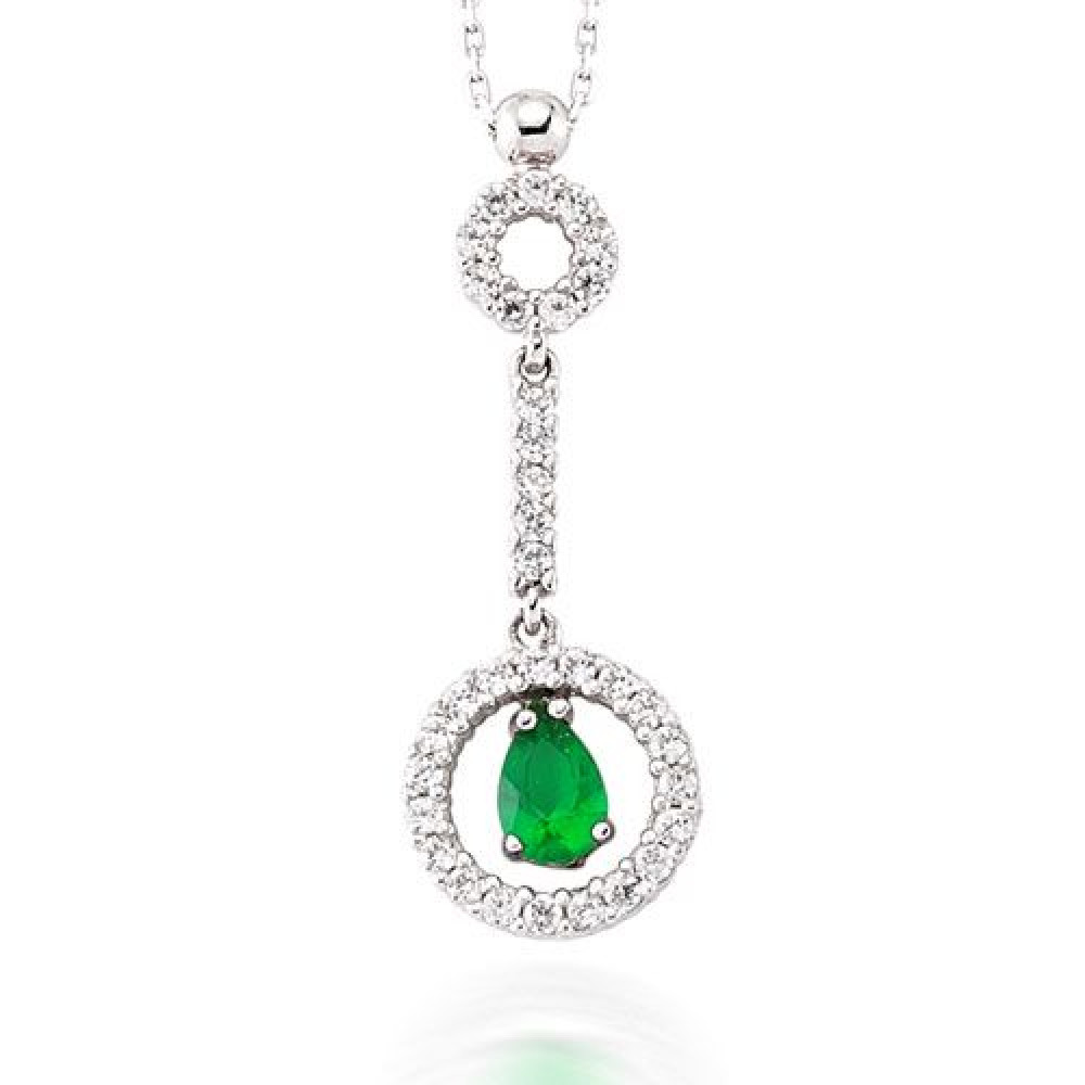 Glorria 14k Solid Gold Gold Green Pave Necklace Glorria 14k Solid Gold Gold Green Pave Necklace