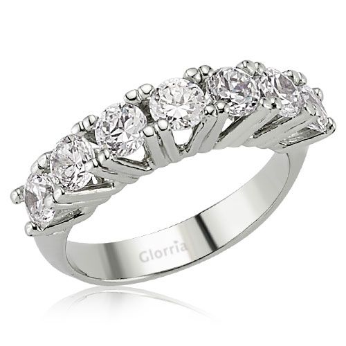 Glorria 925k Sterling Silver Seven (7) Pave Silver Wedding Ring Glorria 925k Sterling Silver Seven (7) Pave Silver Wedding Ring