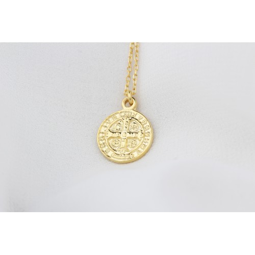 Glorria 925k Sterling Silver Saint Benedict Medal Necklace