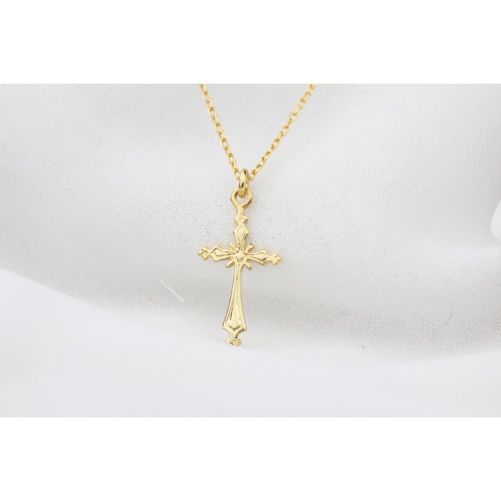 Glorria 925k Sterling Silver Cross and Virgin Mary Necklace