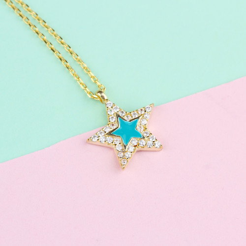 Glorria 925k Sterling Silver Pave Star Necklace Glorria 925k Sterling Silver Pave Star Necklace